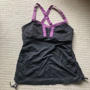 Lululemon fuschia gray double side cinch tank 8